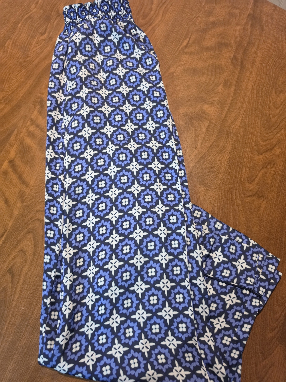 aerie Blue & White Wide Leg Pants